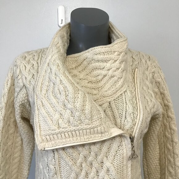 Aran Crafts Knit Merino Wool Zip Jacket Size XS - Picture 3 of 15